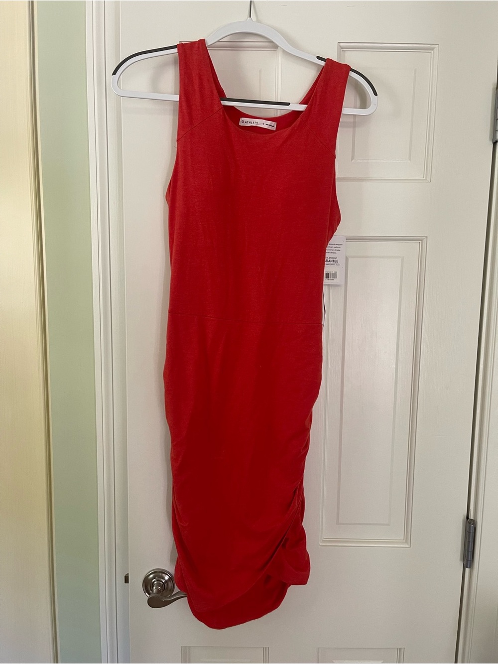 Athleta Sleeveless Red Midi Dress with Side Ruching